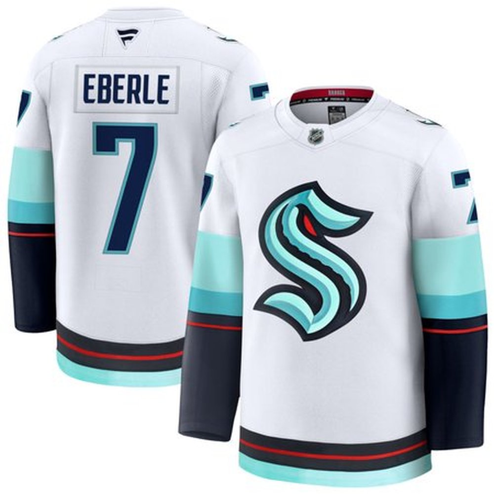 Men's Seattle Kraken #7 Jordan Eberle White Away Premium Jersey Men's Seattle Kraken #7 Jordan Eberle White Away Premium Jersey