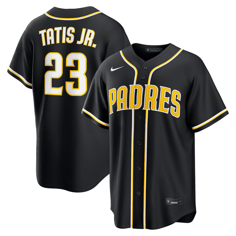 Men's San Diego Padres #23 Fernando Tatis Jr. Fashion Replica Black Out Jersey