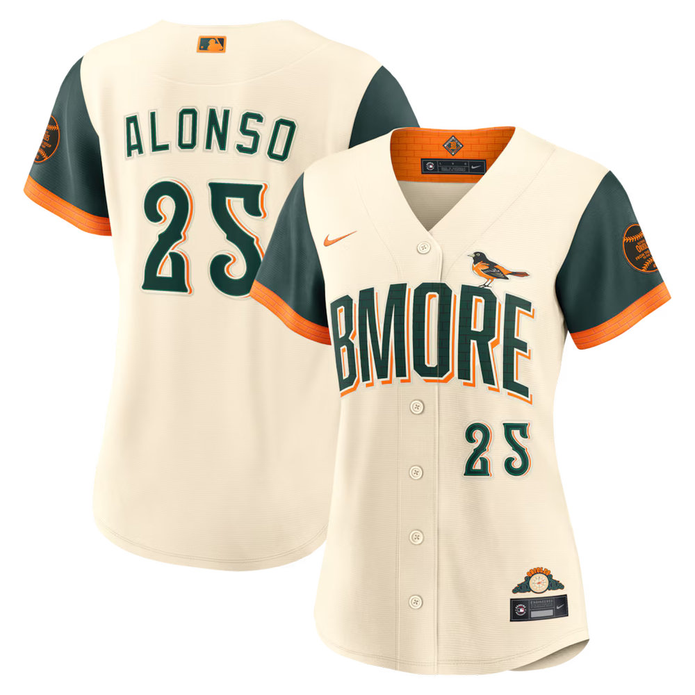 Women's Baltimore Orioles #25 Pete Alonso Nike Natural 2026 City Connect Stadium Jersey Women's Baltimore Orioles #25 Pete Alonso Nike Natural 2026 City Connect Stadium Jersey
