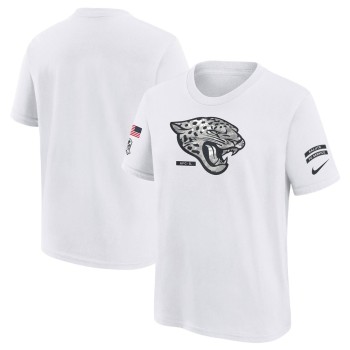 Youth Jacksonville Jaguars White 2024 Salute To Service T-Shirt Youth Jacksonville Jaguars White 2024 Salute To Service T-Shirt