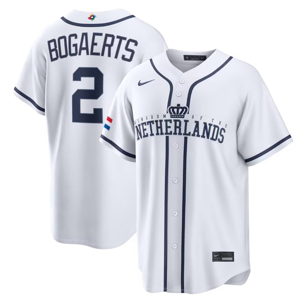 Youth Netherlands Baseball #2 Xander Bogaerts White 2026 World Baseball Classic Home Stadium Jersey Youth Netherlands Baseball #2 Xander Bogaerts White 2026 World Baseball Classic Home Stadium Jersey