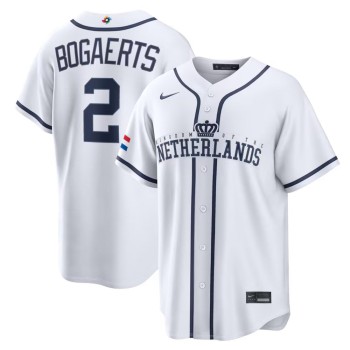 Men's Netherlands Baseball #2 Xander Bogaerts White 2026 World Baseball Classic Home Stadium Jersey Men's Netherlands Baseball #2 Xander Bogaerts White 2026 World Baseball Classic Home Stadium Jersey