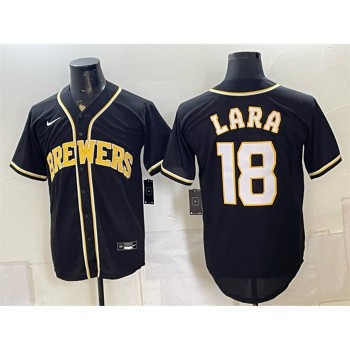 Men's Milwaukee Brewers #18 Luis Lara 2026 Fashion Replica Black Out Jersey