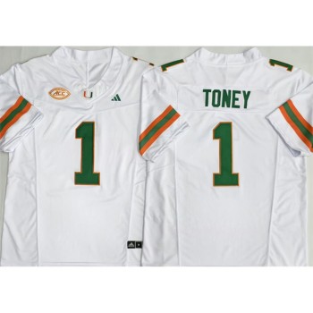 Men's Miami Hurricanes #1 Malachi Toney White Vapor F.U.S.E. Limited Jersey