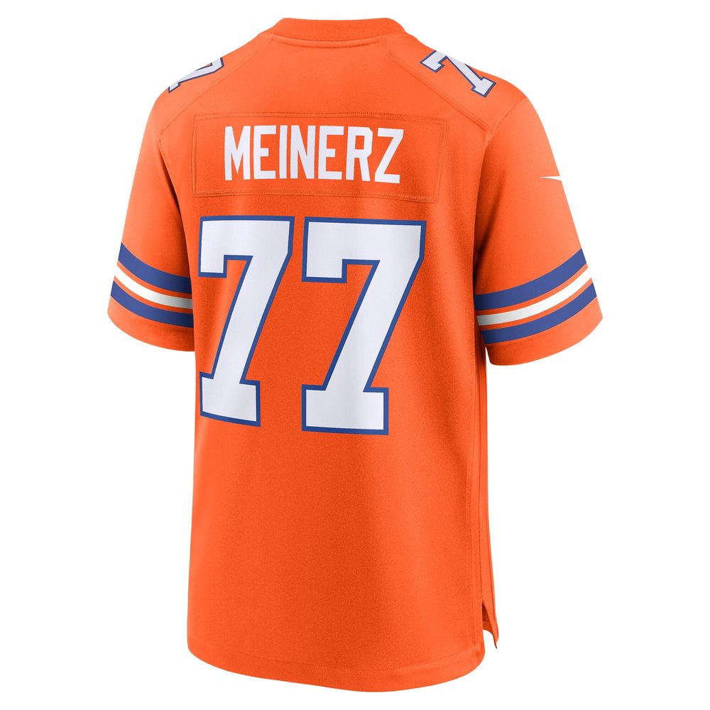 Men's Denver Broncos Quinn Meinerz Orange Mile High Collection 1977 Throwback Player Game Jersey Men's Denver Broncos Quinn Meinerz Orange Mile High Collection 1977 Throwback Player Game Jersey