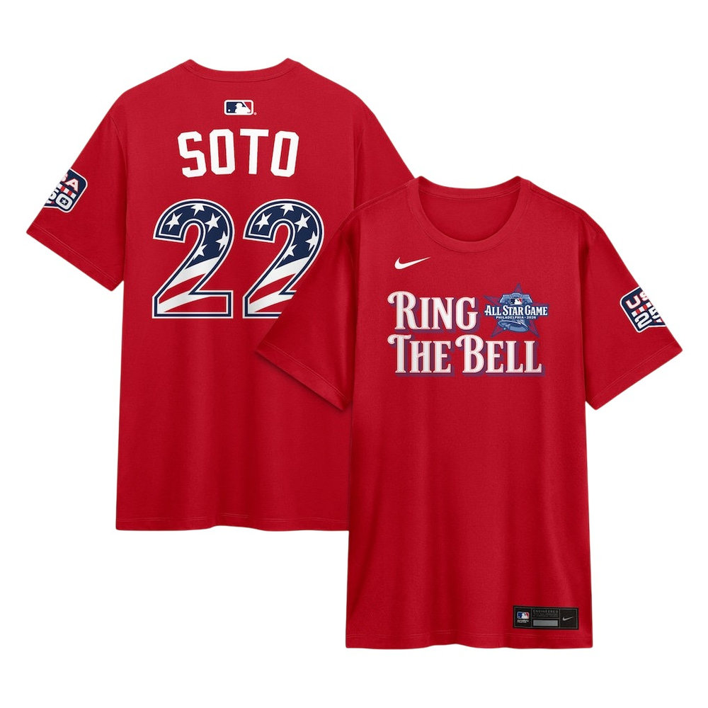 Men's National League #22 Juan Soto Nike Red 2026 All-Star Game Name & Number T-Shirt Men's National League #22 Juan Soto Nike Red 2026 All-Star Game Name & Number T-Shirt