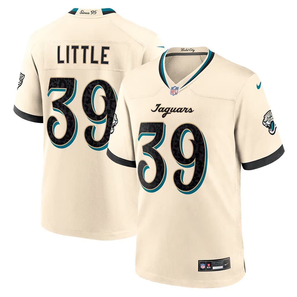 Men's Jacksonville Jaguars #39 Cam Little Cream 2026 Rivalries Collection Game Jersey Men's Jacksonville Jaguars #39 Cam Little Cream 2026 Rivalries Collection Game Jersey
