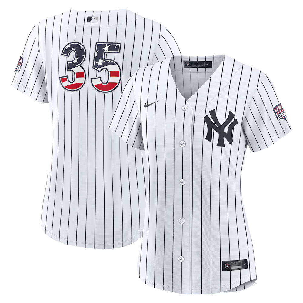 Women's New York Yankees #35 Cody Bellinger Nike White USA 250 Fourth of July Home Stadium Jersey Women's New York Yankees #35 Cody Bellinger Nike White USA 250 Fourth of July Home Stadium Jersey