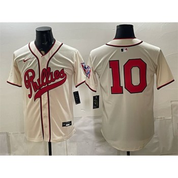 Youth Philadelphia Phillies #10 J.T. Realmuto Cream 2026 Field of Dreams Stadium Stitched Baseball Jersey Youth Philadelphia Phillies #10 J.T. Realmuto Cream 2026 Field of Dreams Stadium Stitched Baseball Jersey