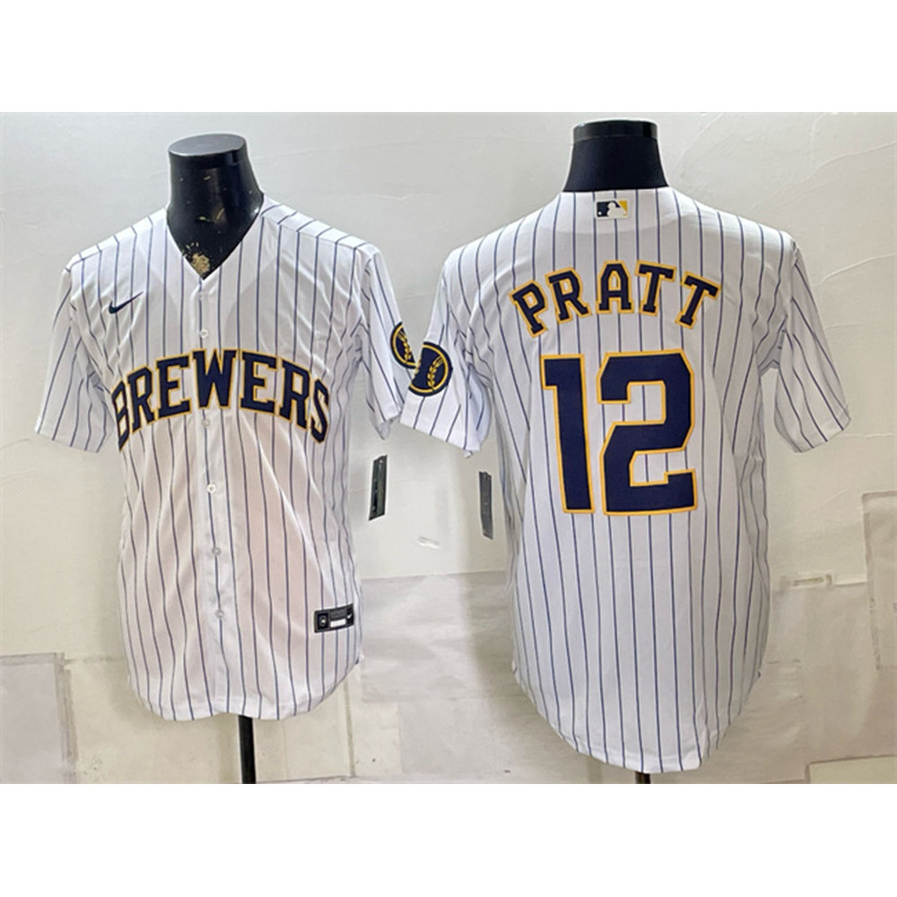 Youth Milwaukee Brewers #12 Cooper Pratt White Stitched Baseball Jersey Youth Milwaukee Brewers #12 Cooper Pratt White Stitched Baseball Jersey