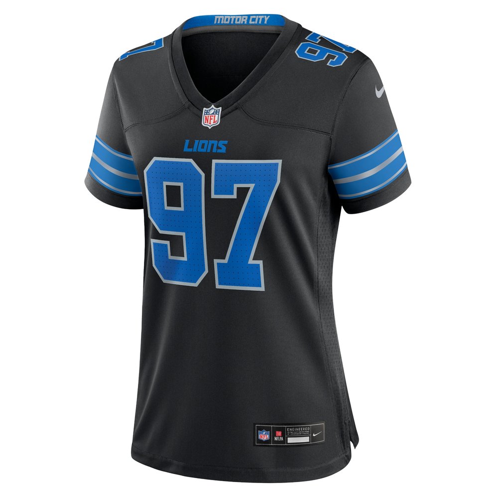 Women's Detroit Lions #97 Aidan Hutchinson Black 2nd Alternate Game Jersey