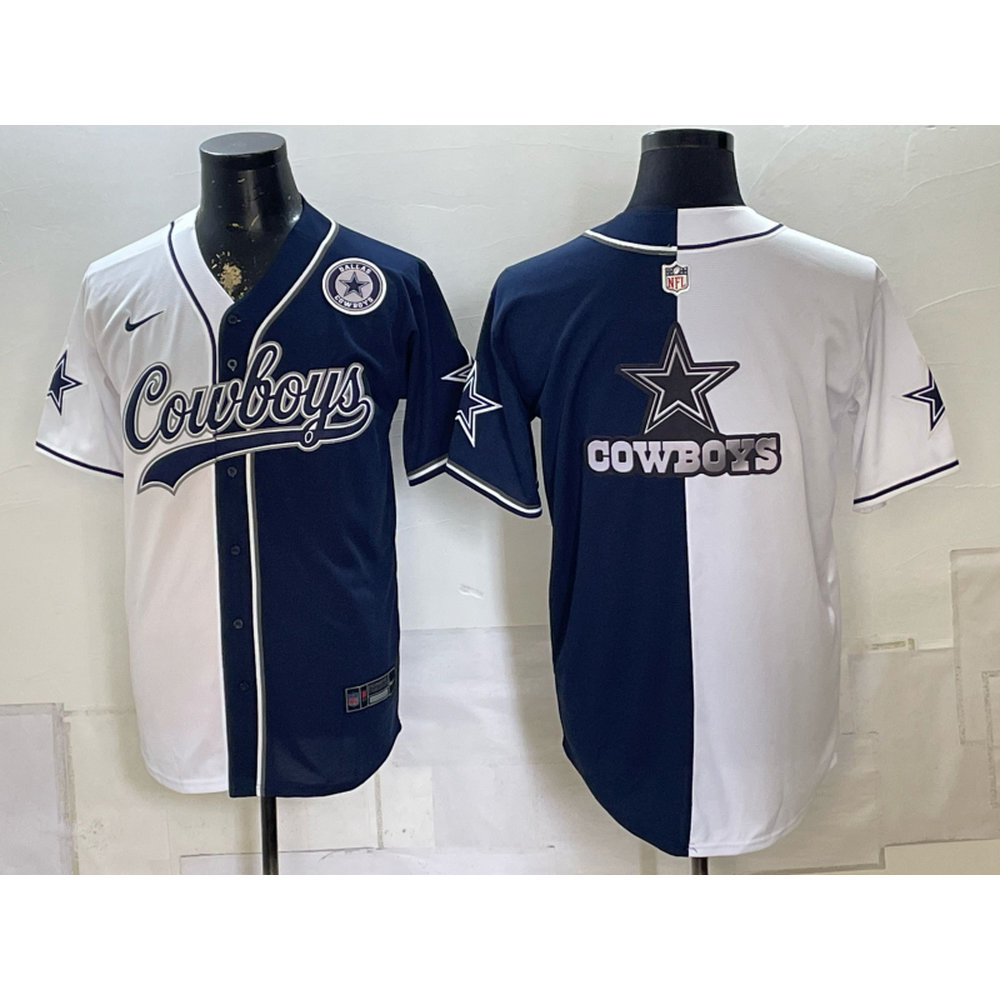 Men's Dallas Cowboys Navy Split Cool Base Stitched Baseball Jersey Men's Dallas Cowboys Navy Split Cool Base Stitched Baseball Jersey