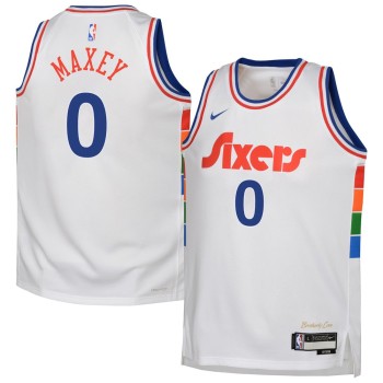 Youth Philadelphia 76ers Tyrese Maxey White 2024/25 Swingman Player Jersey - City Edition