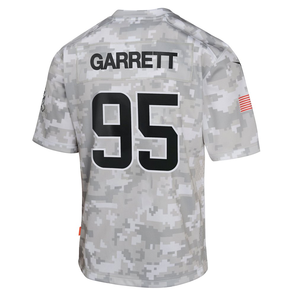 Youth Cleveland Browns Myles Garrett Arctic Camo 2024 Salute to Service Game Jersey Youth Cleveland Browns Myles Garrett Arctic Camo 2024 Salute to Service Game Jersey