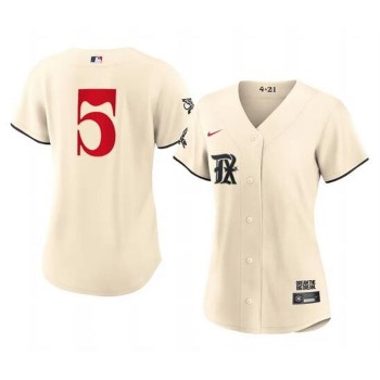 Women's Texas Rangers #5 Corey Seager Cream 2023 City Connect Stitched Baseball Jersey(Run Small)