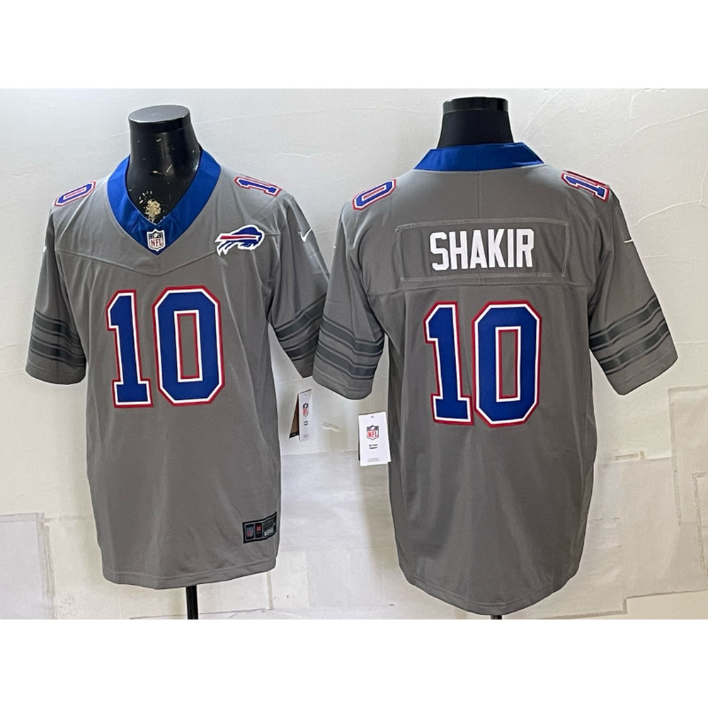 Men's Buffalo Bills #10 Khalil Shakir Nike Gray Vapor F.U.S.E. Limited Jersey
