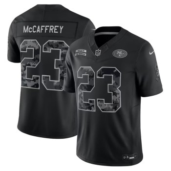 Men's San Francisco 49ers #23 Christian McCaffrey Nike Black 2026 Salute to Service Vapor F.U.S.E. Limited Jersey Men's San Francisco 49ers #23 Christian McCaffrey Nike Black 2026 Salute to Service Vapor F.U.S.E. Limited Jersey