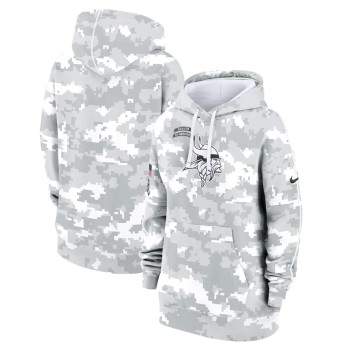 Women's Minnesota Vikings Arctic Camo 2024 Salute To Service Club Fleece Pullover Hoodie Women's Minnesota Vikings Arctic Camo 2024 Salute To Service Club Fleece Pullover Hoodie