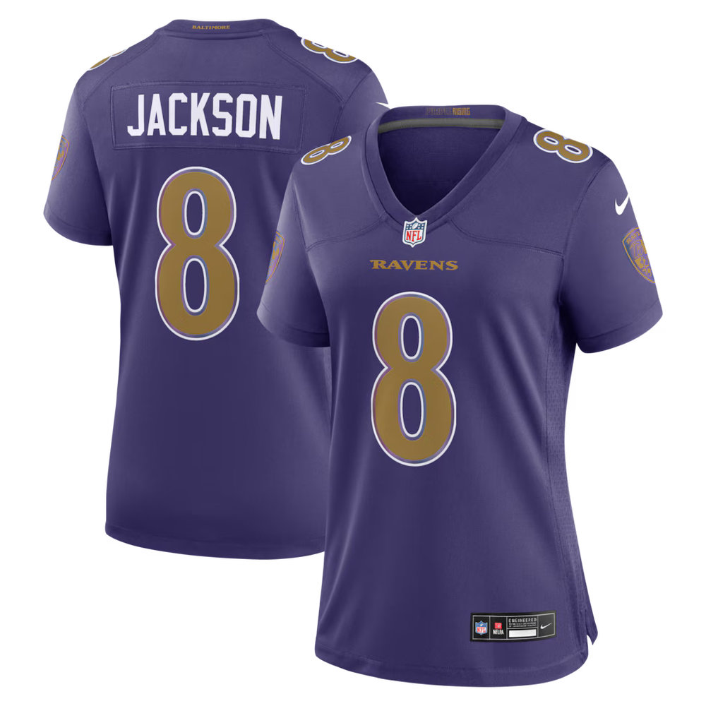 Women's Baltimore Ravens #8 Lamar Jackson Nike Purple Alternate Game Jersey Women's Baltimore Ravens #8 Lamar Jackson Nike Purple Alternate Game Jersey