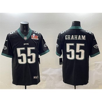 Men's Philadelphia Eagles #55 Brandon Graham Black 2025 Super Bowl LIX Patch Vapor Untouchable Limited Stitched Football Jersey Men's Philadelphia Eagles #55 Brandon Graham Black 2025 Super Bowl LIX Patch Vapor Untouchable Limited Stitched Football Jersey
