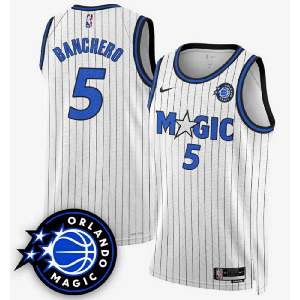 Men's Orlando Magic #5 Paolo Banchero White 2025 New Generation Of Magic Stitched Basketball Jersey