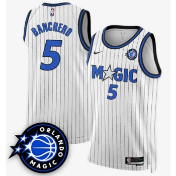Men's Orlando Magic #5 Paolo Banchero White 2025 New Generation Of Magic Stitched Basketball Jersey