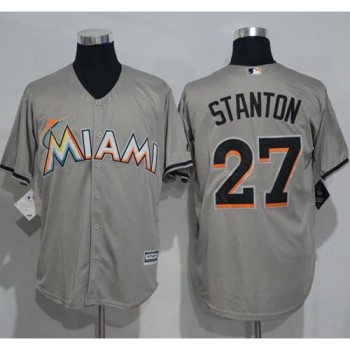 marlins #27 Giancarlo Stanton Grey New Cool Base Stitched MLB Jersey