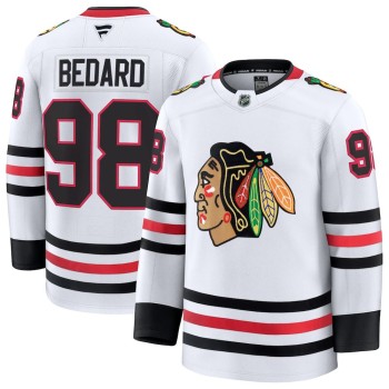 Men's Chicago Blackhawks #98 Connor Bedard White Away Premium Jersey