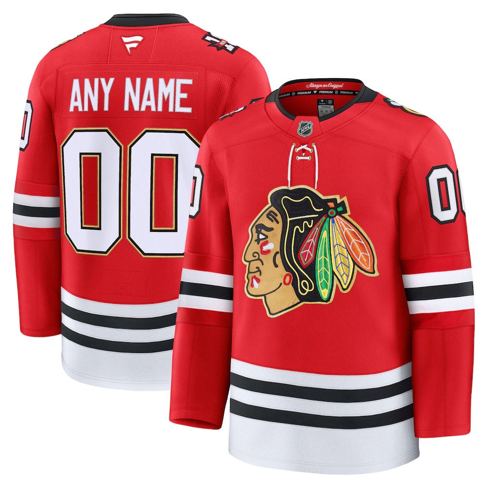 Men's Chicago Blackhawks Red Centennial Premium Custom Jersey
