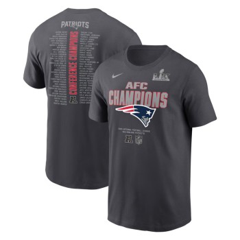 Men's New England Patriots Nike Anthracite 2025 AFC Champions Roster T-Shirt