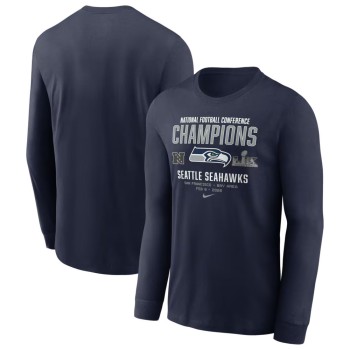 Men's Seattle Seahawks Nike College Navy 2025 NFC Champions Team Nation Long Sleeve T-Shirt