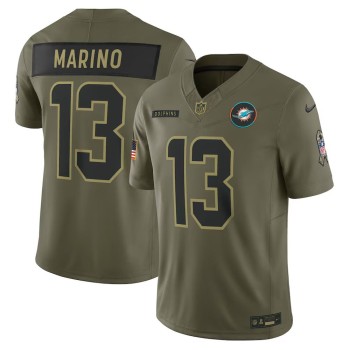 Men's Miami Dolphins #13 Dan Marino Nike Olive 2025 Salute to Service Retired Limited Jersey Men's Miami Dolphins #13 Dan Marino Nike Olive 2025 Salute to Service Retired Limited Jersey