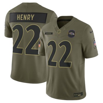 Men's Baltimore Ravens #22 Derrick Henry Nike Olive 2025 Salute to Service Limited Jersey Men's Baltimore Ravens #22 Derrick Henry Nike Olive 2025 Salute to Service Limited Jersey