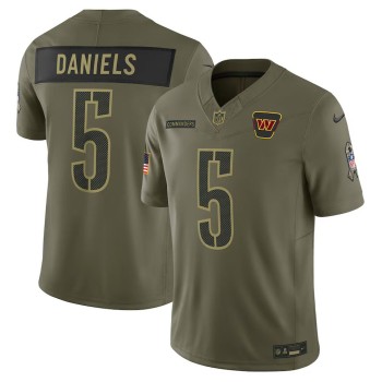 Youth Washington Commanders #5 Jayden Daniels Nike Olive 2025 Salute to Service Limited Jersey