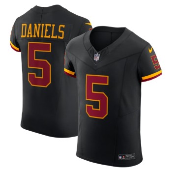 Men's Washington Commanders #5 Jayden Daniels Black Nike Alternate Vapor F.U.S.E. Elite Jersey Men's Washington Commanders #5 Jayden Daniels Black Nike Alternate Vapor F.U.S.E. Elite Jersey