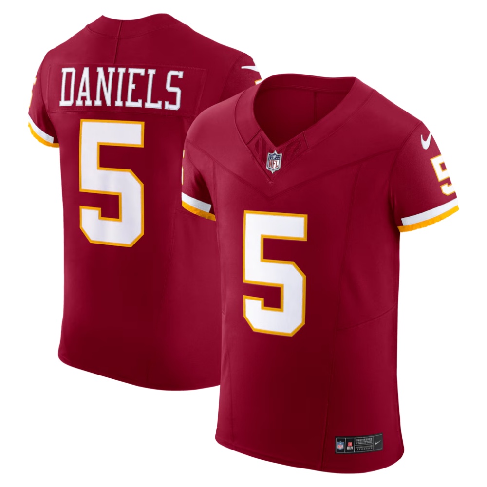 Men's Washington Commanders #5 Jayden Daniels Burgundy Nike Team Vapor F.U.S.E. Elite Jersey Men's Washington Commanders #5 Jayden Daniels Burgundy Nike Team Vapor F.U.S.E. Elite Jersey