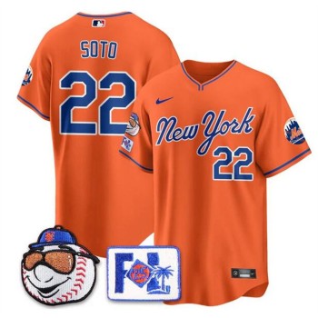 Men's New York Mets #22 Juan Soto Orange 2025 Spring Training Stitched Baseball Jersey Men's New York Mets #22 Juan Soto Orange 2025 Spring Training Stitched Baseball Jersey