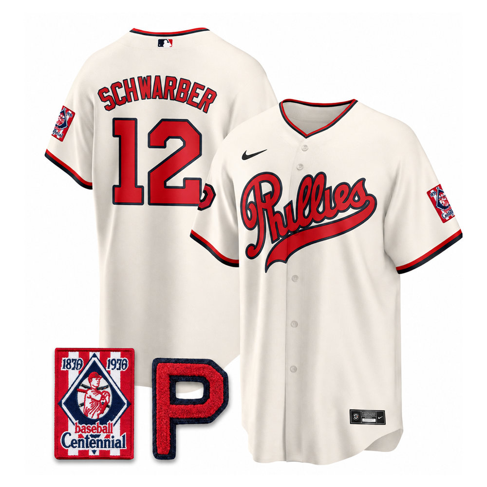 Men's Philadelphia Phillies #12 Kyle Schwarber Cream Stitched Baseball Jersey Men's Philadelphia Phillies #12 Kyle Schwarber Cream Stitched Baseball Jersey