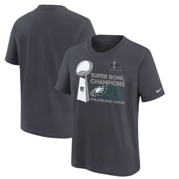Youth Philadelphia Eagles  Anthracite Super Bowl LIX Champions Locker Room Trophy Collection T-Shirt Youth Philadelphia Eagles  Anthracite Super Bowl LIX Champions Locker Room Trophy Collection T-Shirt
