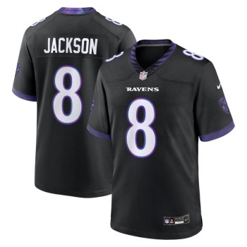 Men's Baltimore Ravens #8 Lamar Jackson Black Alternate Game Jersey Men's Baltimore Ravens #8 Lamar Jackson Black Alternate Game Jersey