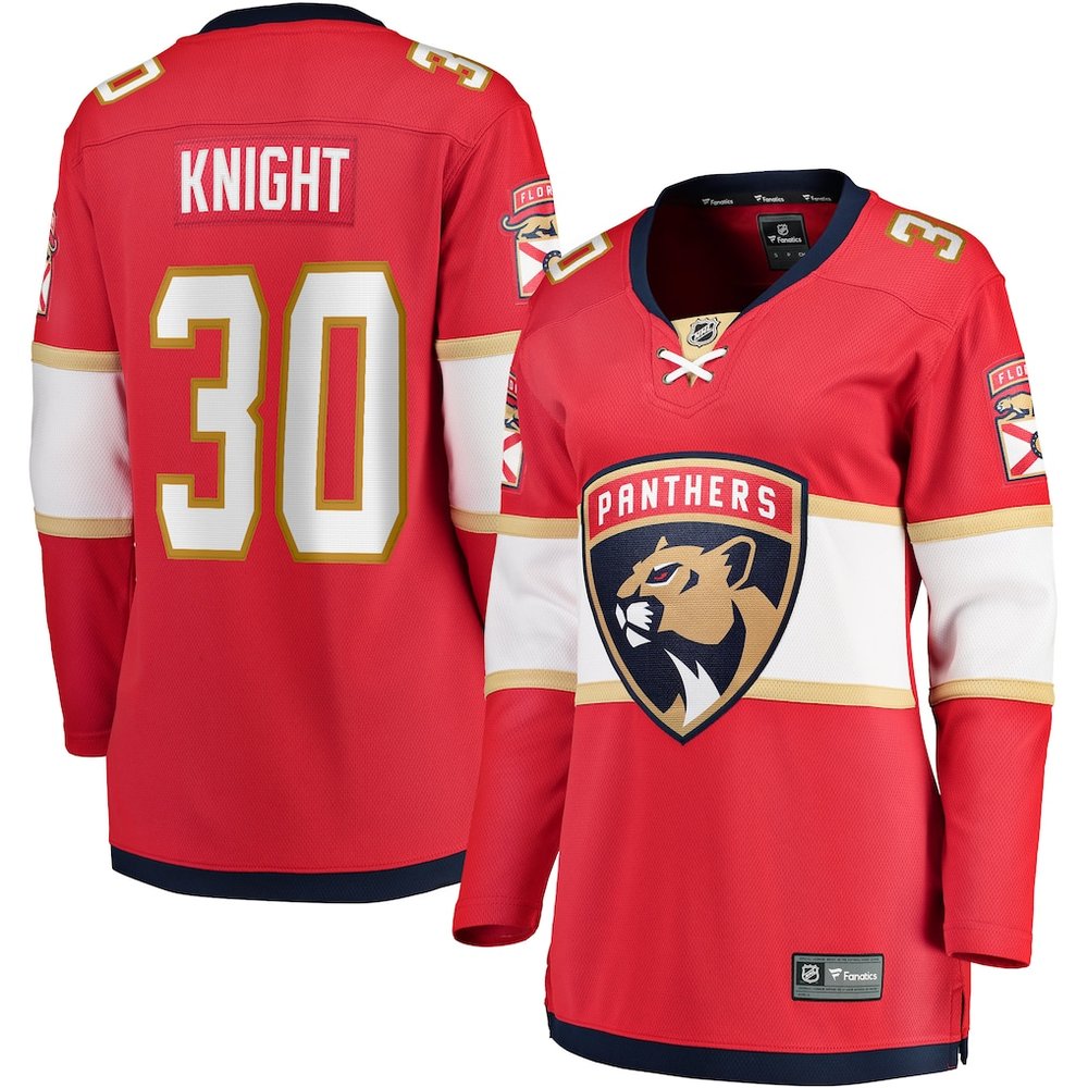 Women's Florida Panthers #30 Spencer Knight Red Home Jersey Women's Florida Panthers #30 Spencer Knight Red Home Jersey