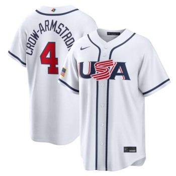 Men's USA Baseball #4 Pete Crow-Armstrong White 2026 World Baseball Classic Home Stadium Jersey Men's USA Baseball #4 Pete Crow-Armstrong White 2026 World Baseball Classic Home Stadium Jersey
