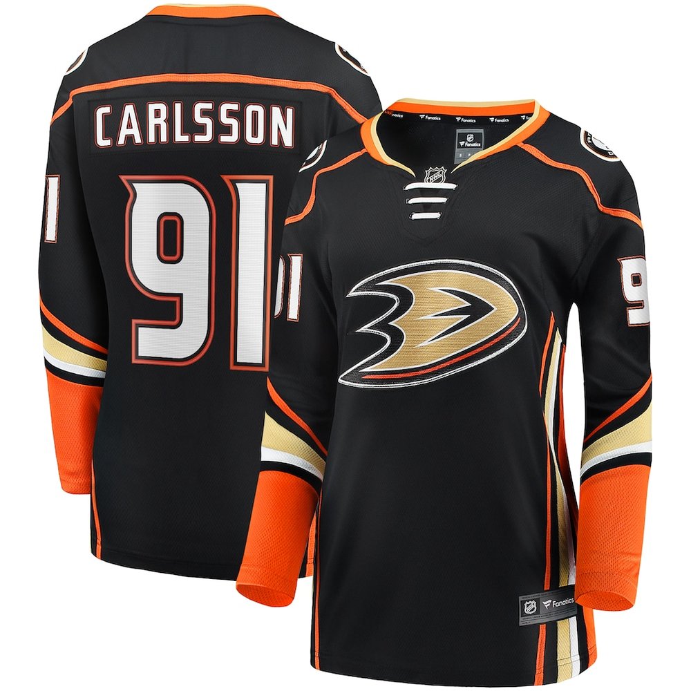 Women's Anaheim Ducks #91 Leo Carlsson Black Home Player Jersey Women's Anaheim Ducks #91 Leo Carlsson Black Home Player Jersey