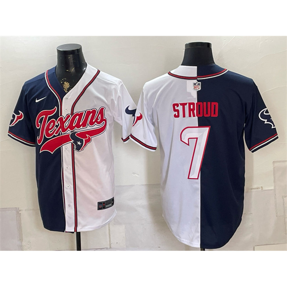 Men's Houston Texans #7 C.J. Stroud Navy Split With Patch Cool Base Jersey Men's Houston Texans #7 C.J. Stroud Navy Split With Patch Cool Base Jersey