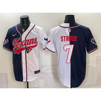Men's Houston Texans #7 C.J. Stroud Navy Split With Patch Cool Base Jersey Men's Houston Texans #7 C.J. Stroud Navy Split With Patch Cool Base Jersey