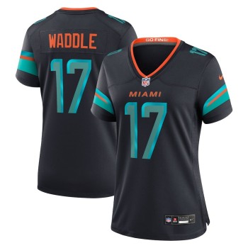 Women's Miami Dolphins #17 Jaylen Waddle Black Rivalries Collection Game Jersey Women's Miami Dolphins #17 Jaylen Waddle Black Rivalries Collection Game Jersey