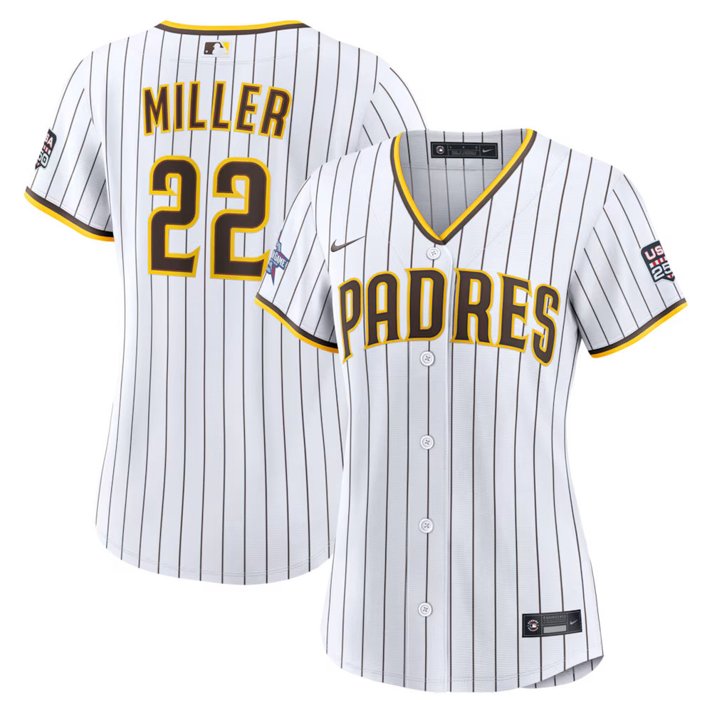 Women's San Diego Padres #22 Mason Miller Nike White 2026 All-Star Game Replica Jersey Women's San Diego Padres #22 Mason Miller Nike White 2026 All-Star Game Replica Jersey