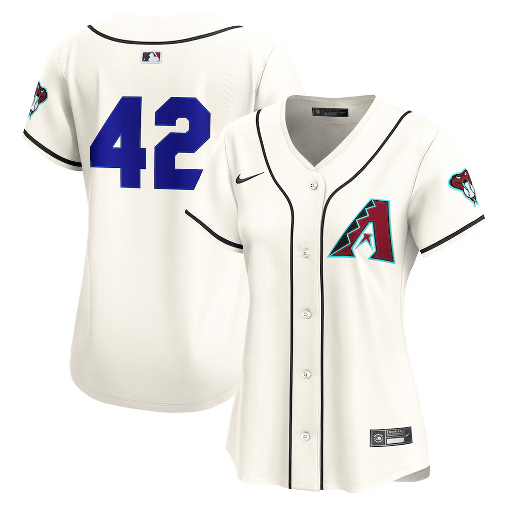 Women's Arizona Diamondbacks #42 Jackie Robinson Nike Cream Home 2025 Jackie Robinson Day Limited Jersey Women's Arizona Diamondbacks #42 Jackie Robinson Nike Cream Home 2025 Jackie Robinson Day Limited Jersey