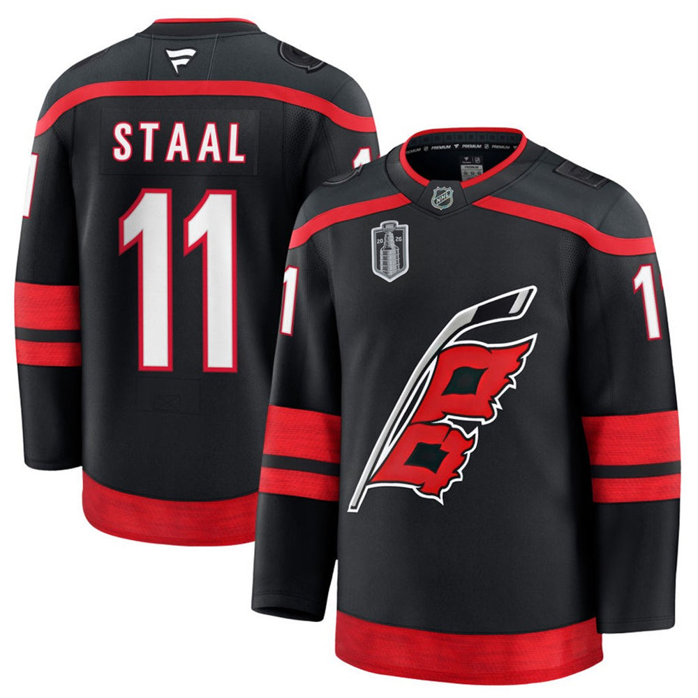 Men's Carolina Hurricanes #11 Jordan Staal Black 2026 Stanley Cup Final Home Premium Jersey Men's Carolina Hurricanes #11 Jordan Staal Black 2026 Stanley Cup Final Home Premium Jersey