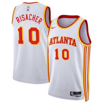 Men's Atlanta Hawks #10 Zaccharie Risacher White 2024 Draft Association Edition Stitched Jersey Men's Atlanta Hawks #10 Zaccharie Risacher White 2024 Draft Association Edition Stitched Jersey